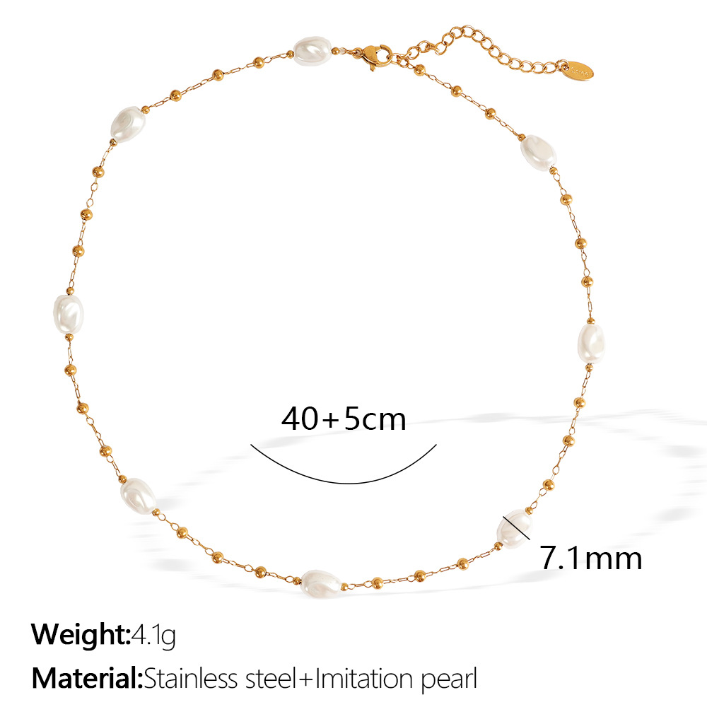 Xl284 white bead gold necklace