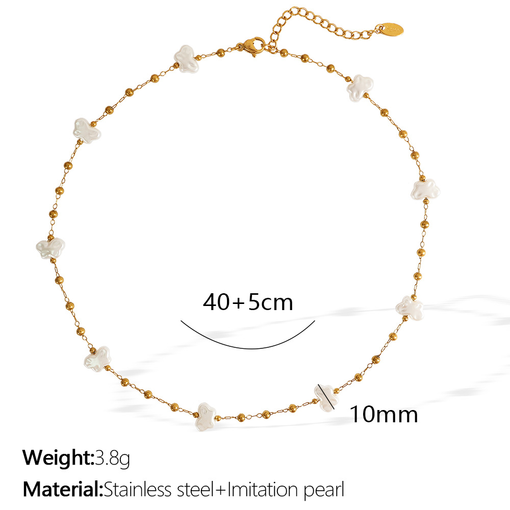 Xl285 white bead gold necklace