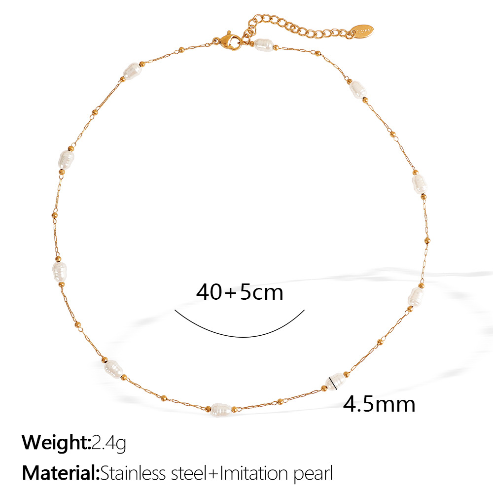 Xl286 white bead gold necklace