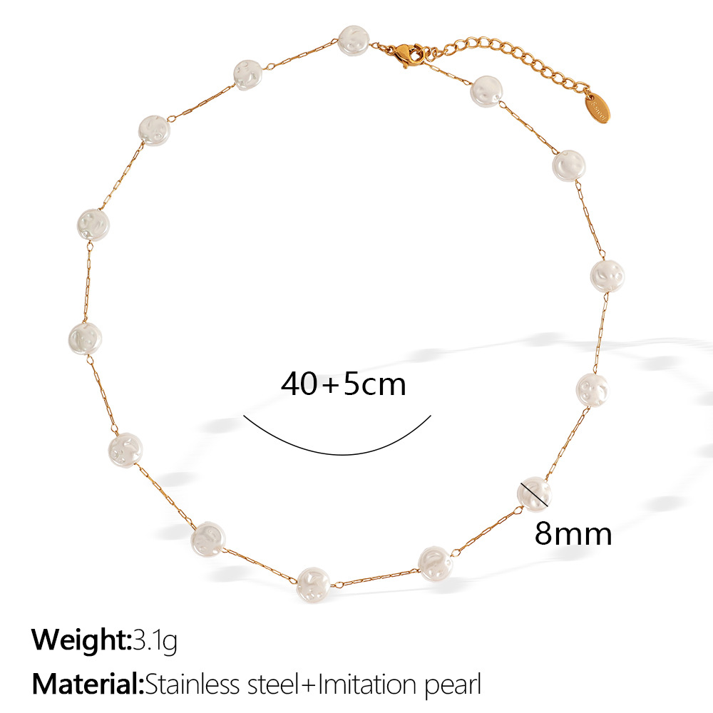 Xl287 white bead gold necklace