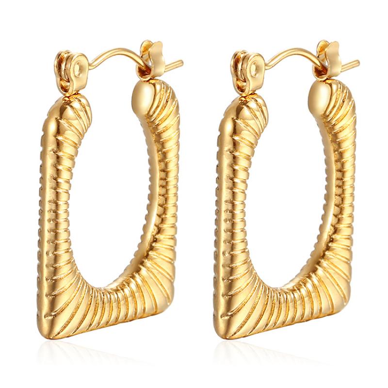 Hydraulic square earrings gold