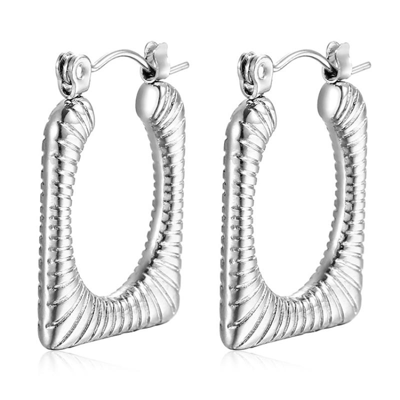 Hydraulic square earrings steel color