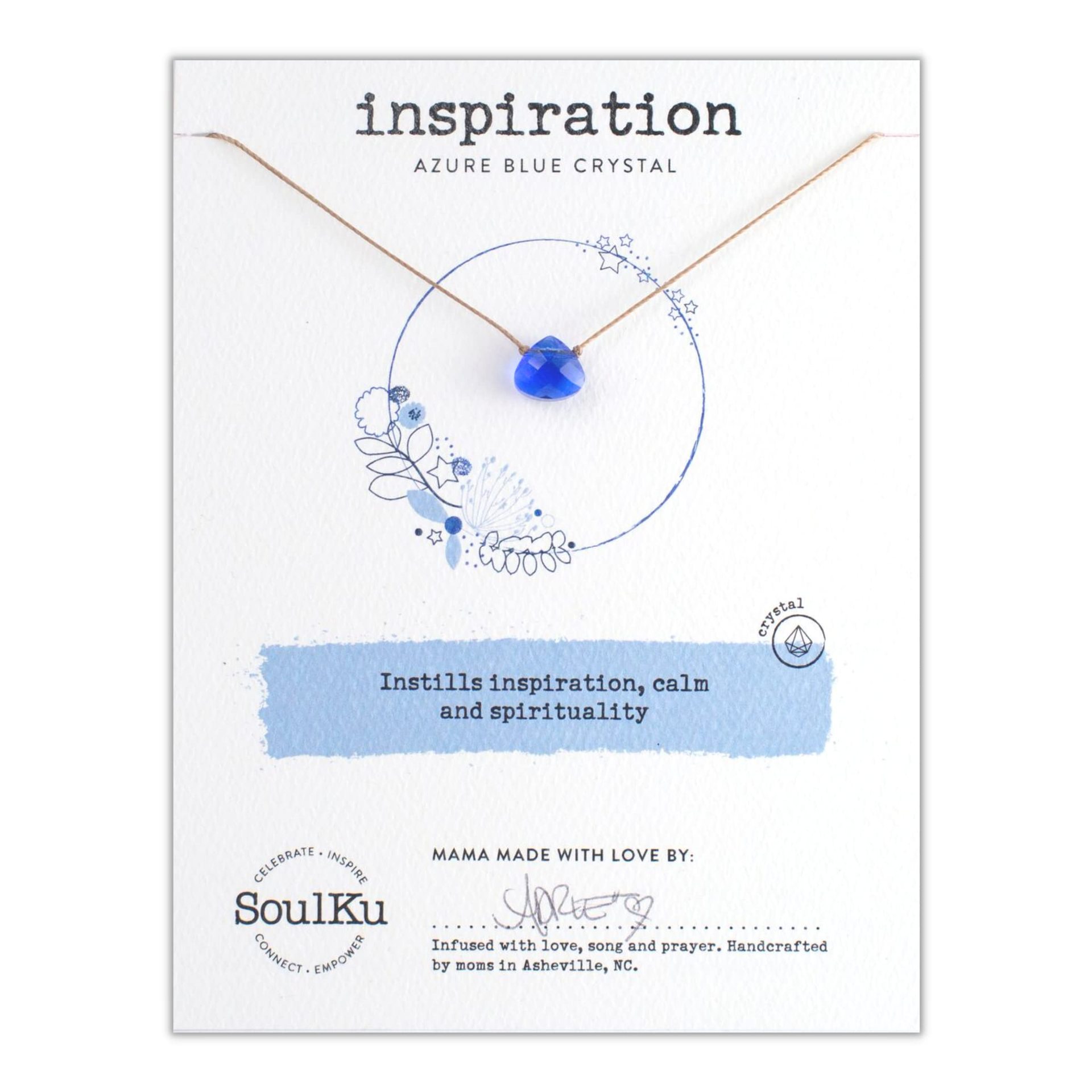 Blue water drop necklace   card