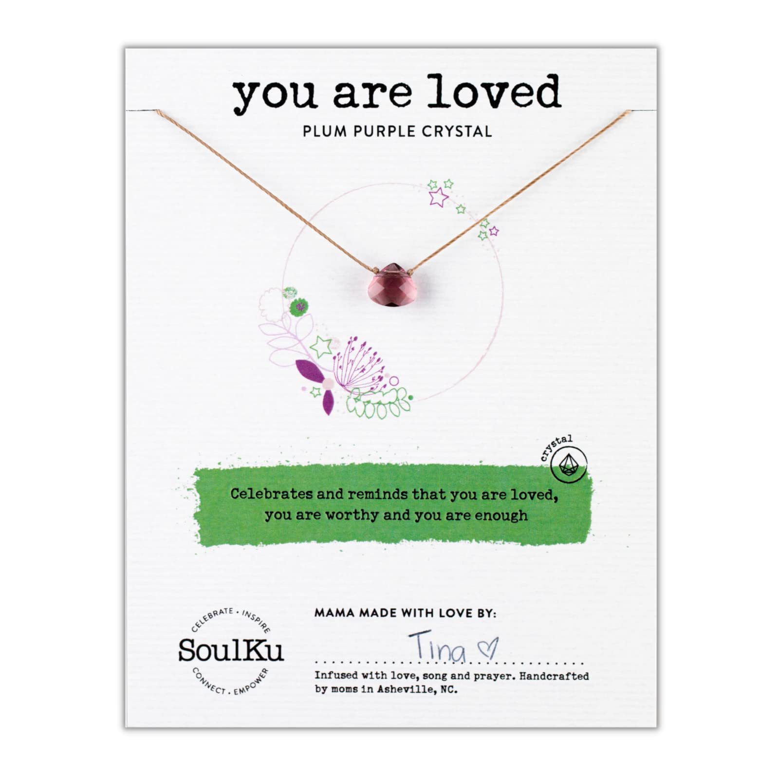 Red crystal water drop necklace   card