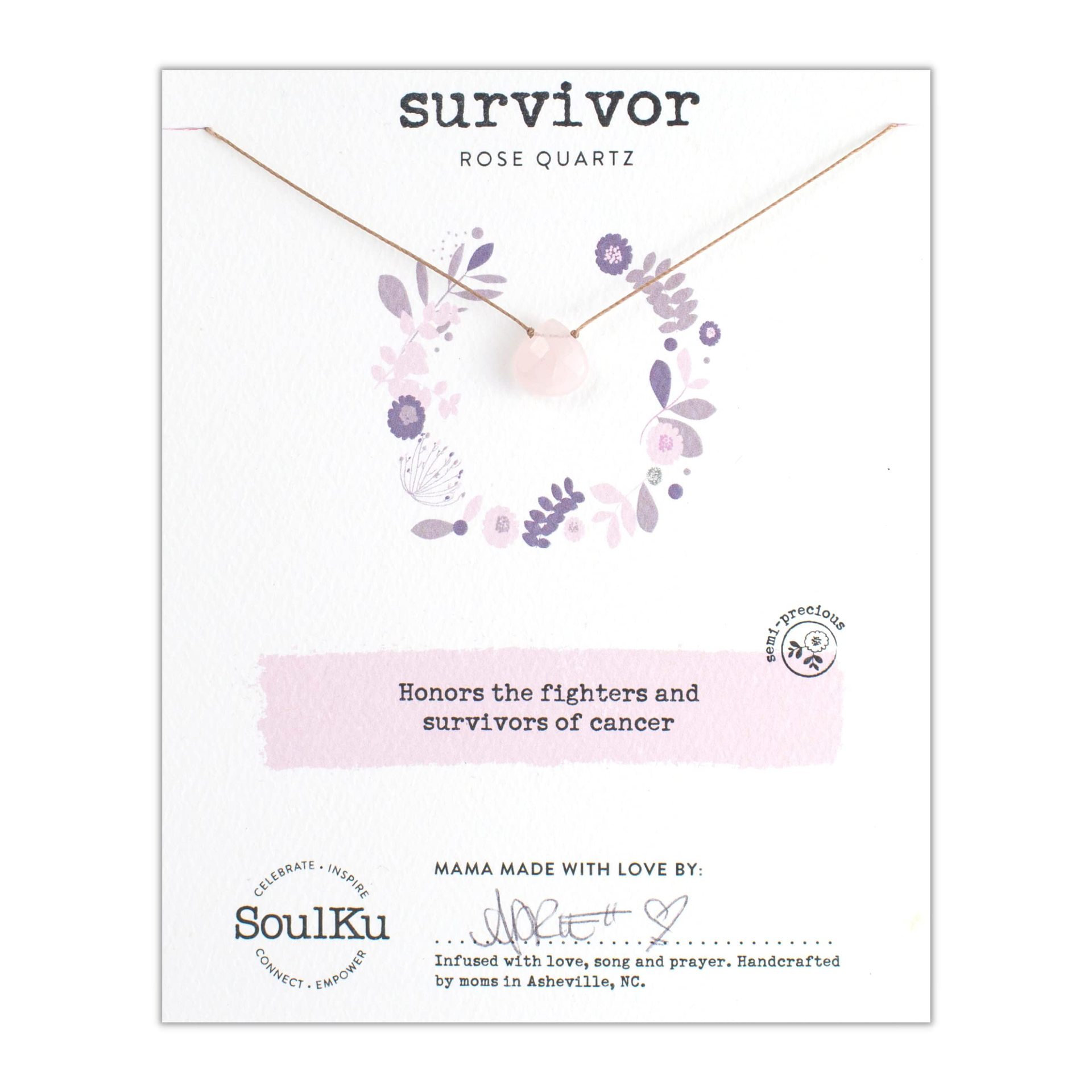 Rose quartz water drop necklace   card