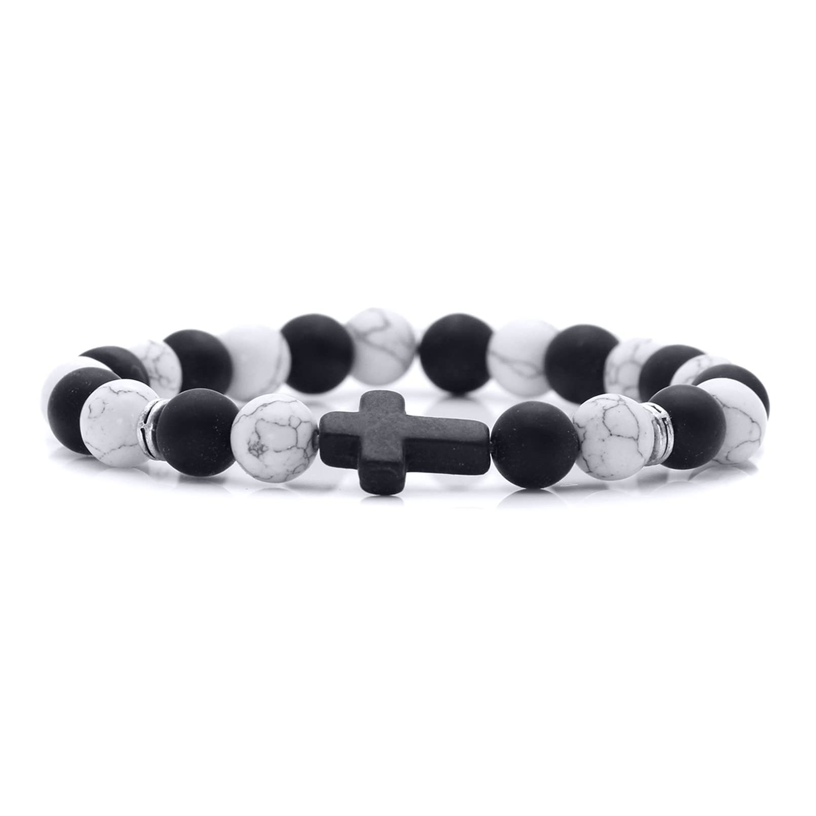 White turquoise black frosted cross bracelet