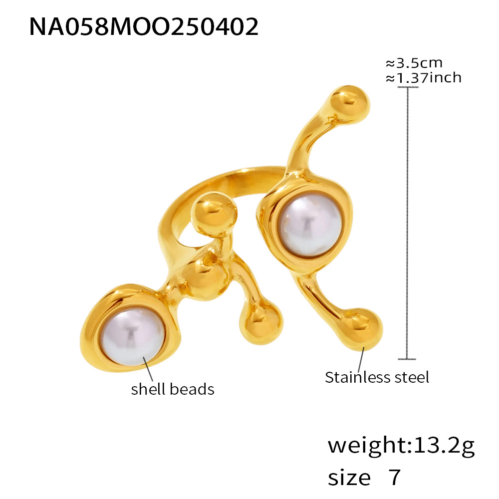 A058-gold shell bead ring