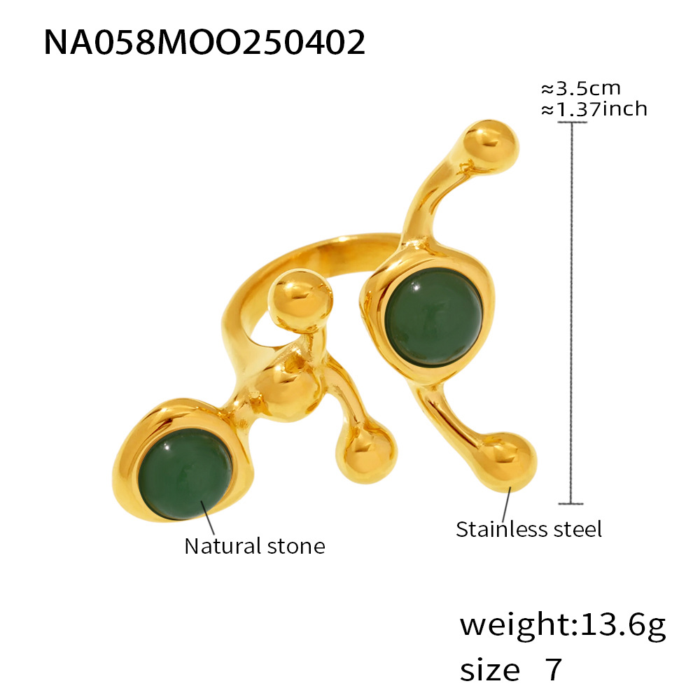 A058-gold aventurine green ring