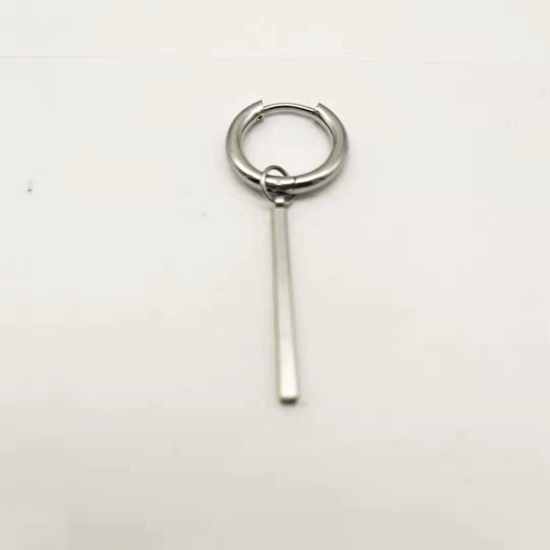 Earrings square bar steel color