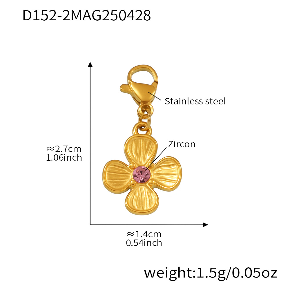D152-2-金色四叶花朵吊坠