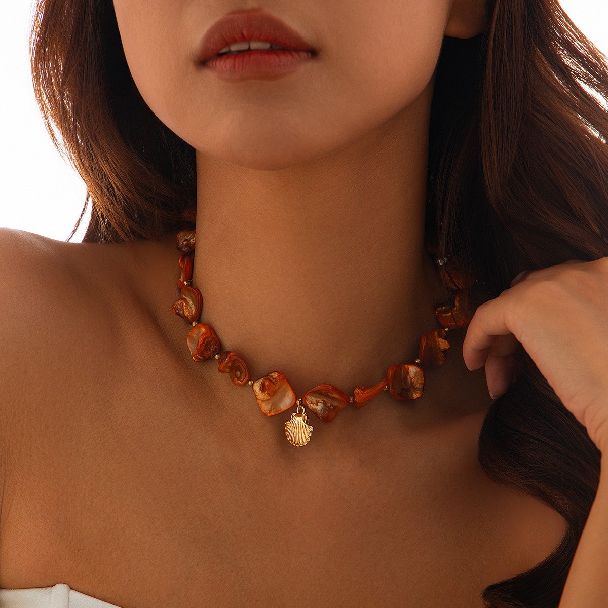necklace orange 6640
