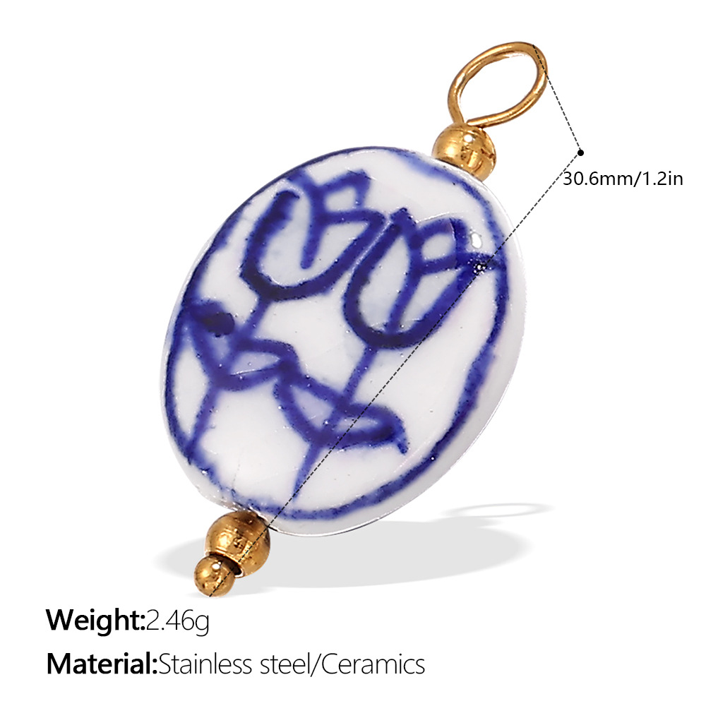 Pj358bewg blue and white ceramic pendant