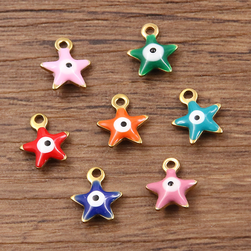 Five-pointed star randomly mixed color 1 piece 8x10mm 0.25g