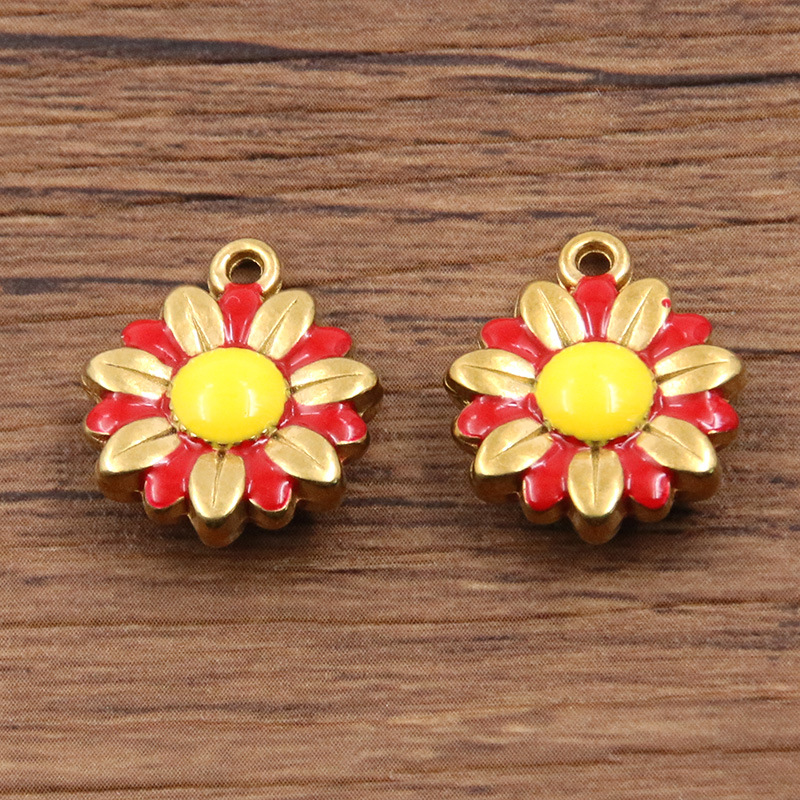 No. 3 red double-sided flower 15x18mm 3.3g