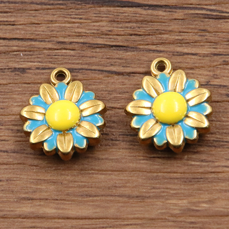 No. 3 blue double-sided flower 15x18mm 3.3g