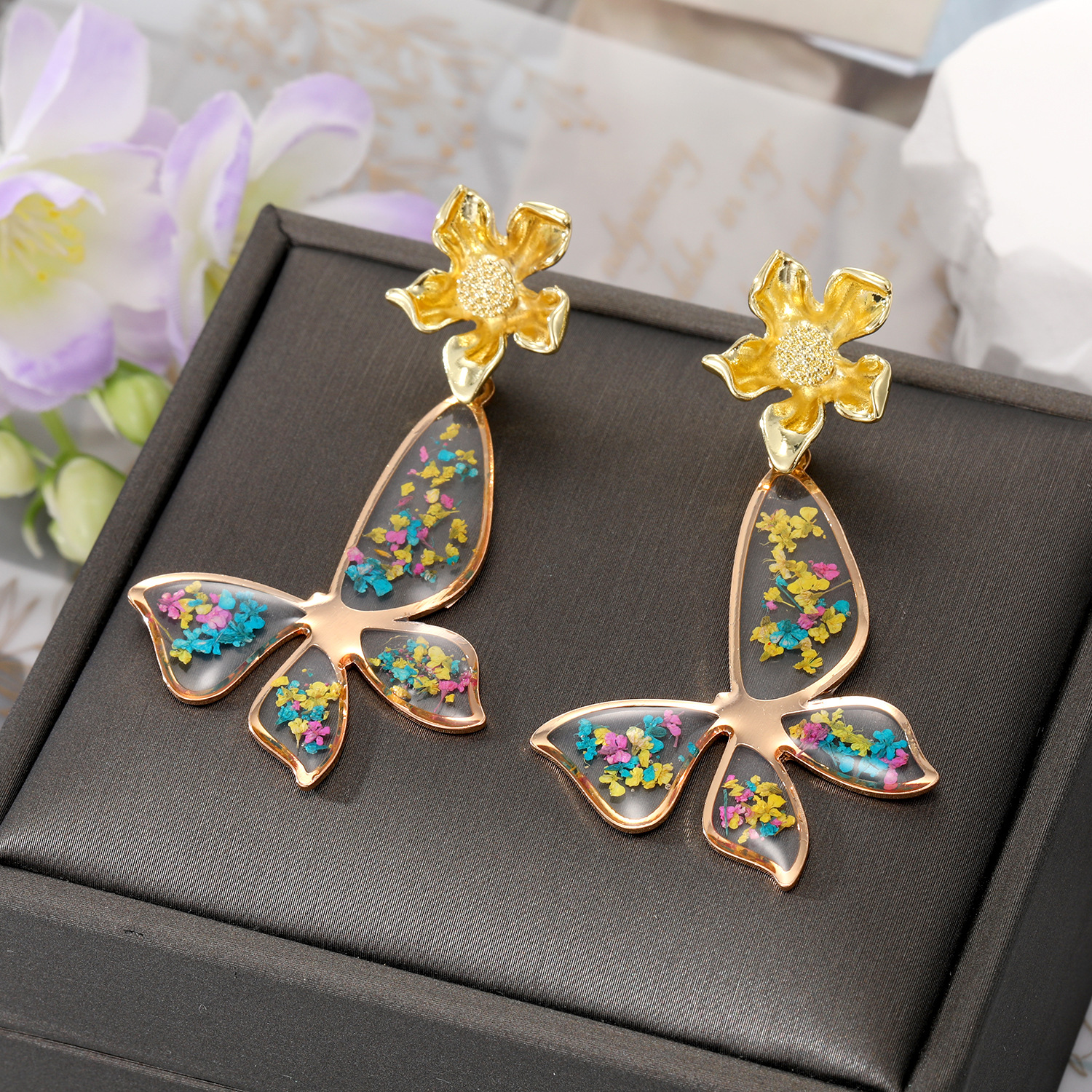 Color Butterfly Stud Earrings