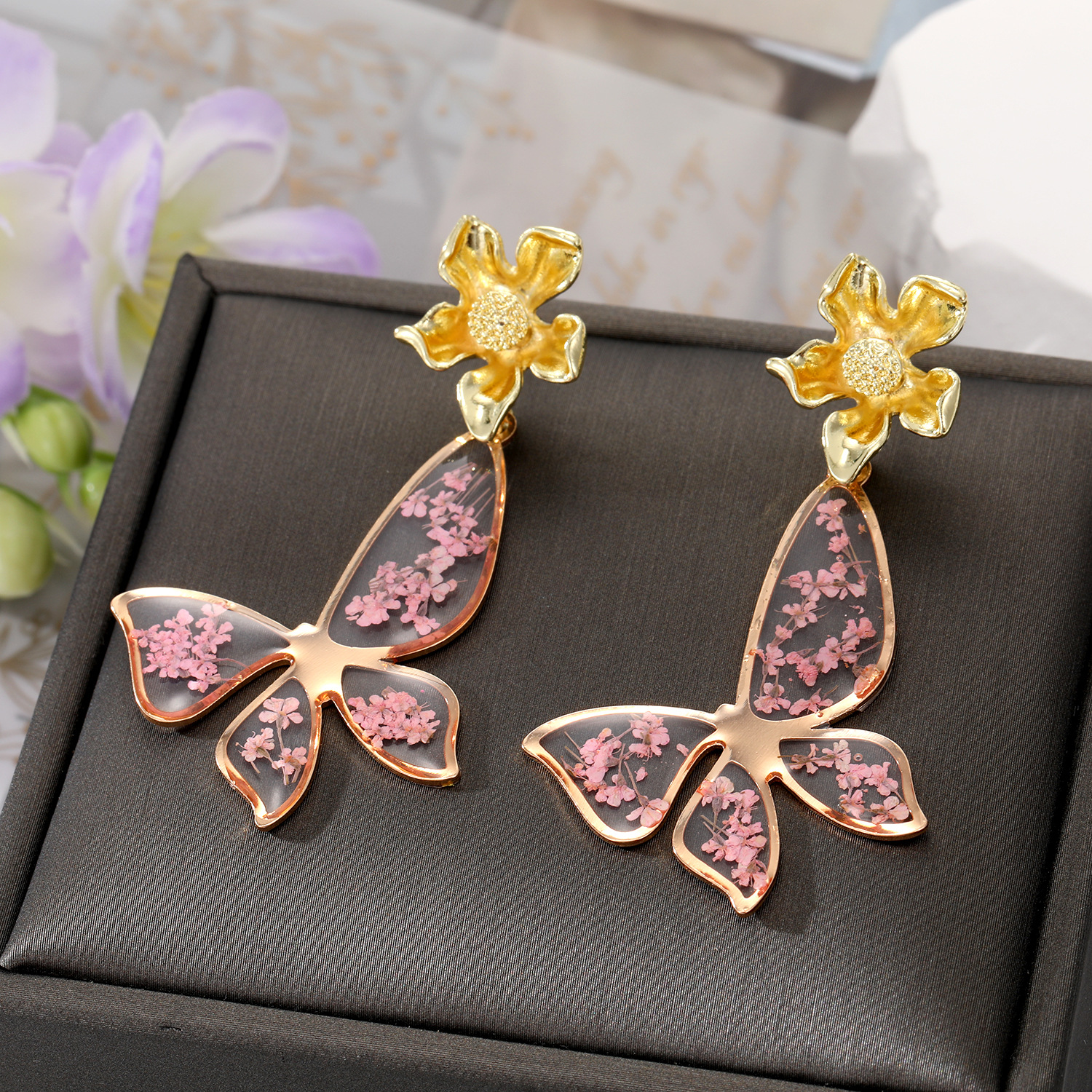 Pink Butterfly Stud Earrings