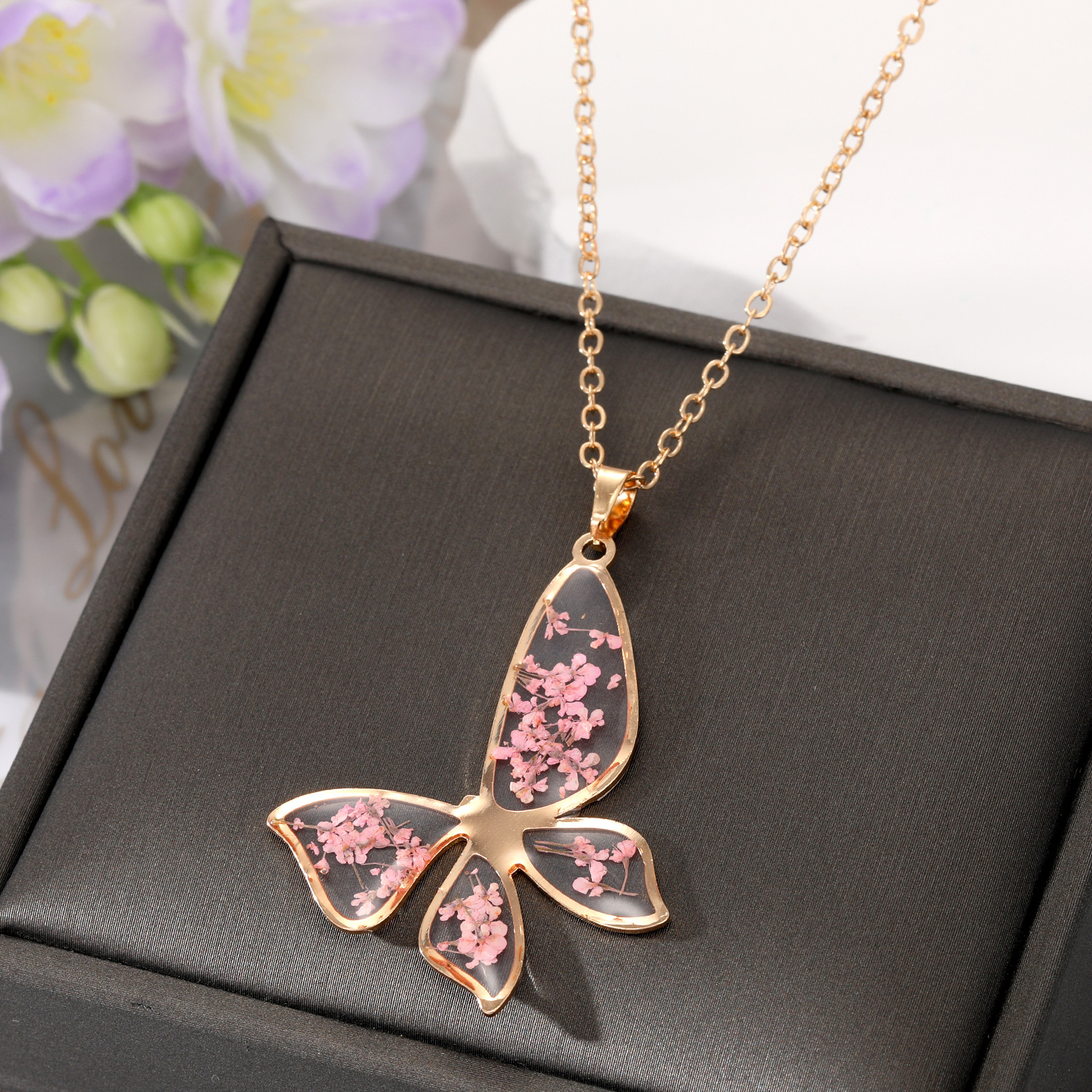 Pink Butterfly Necklace