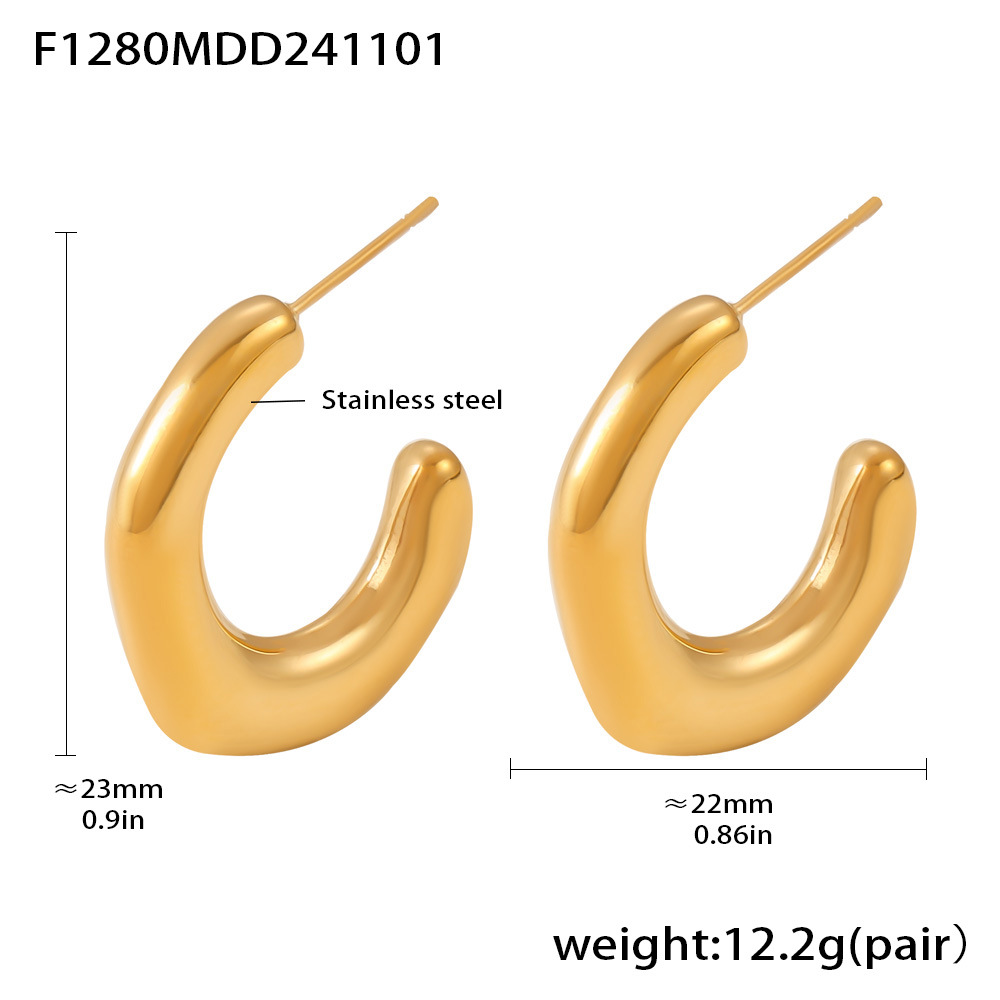 F1280-Gold U-shaped earrings