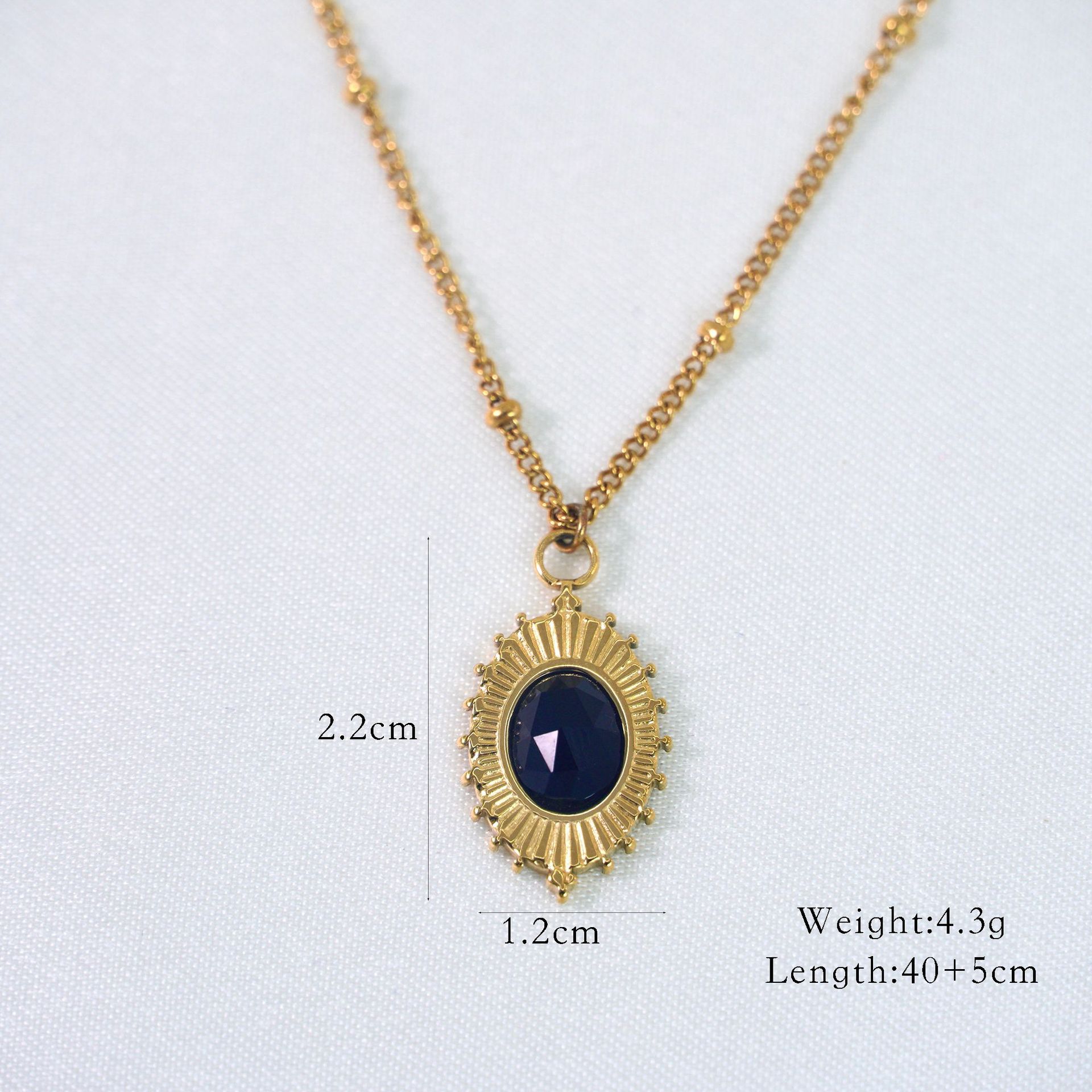 French retro oval black agate