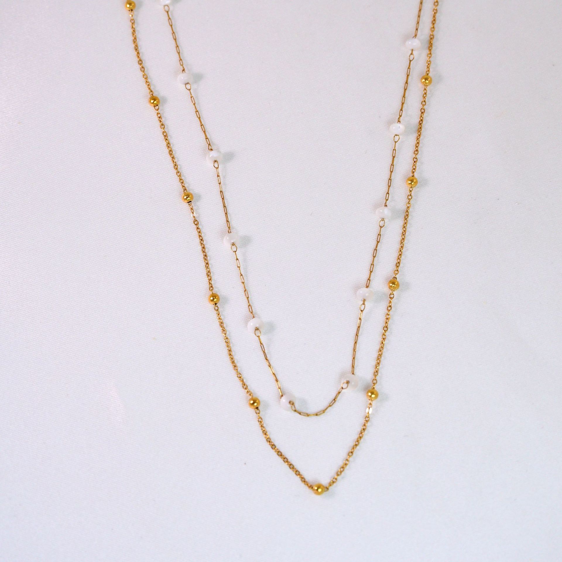 White shell double layer chain