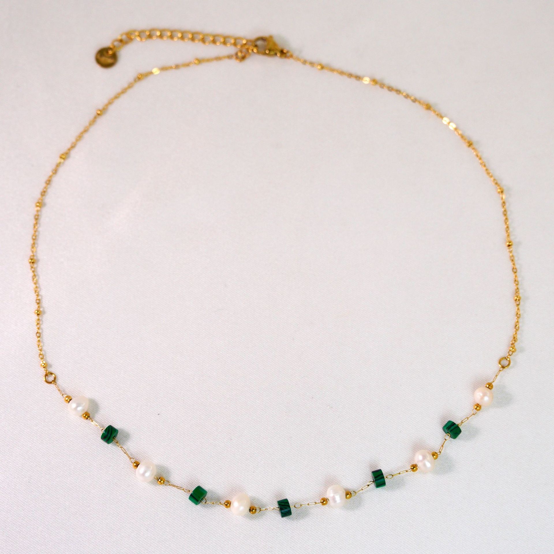 Malachite pearl handmade chain