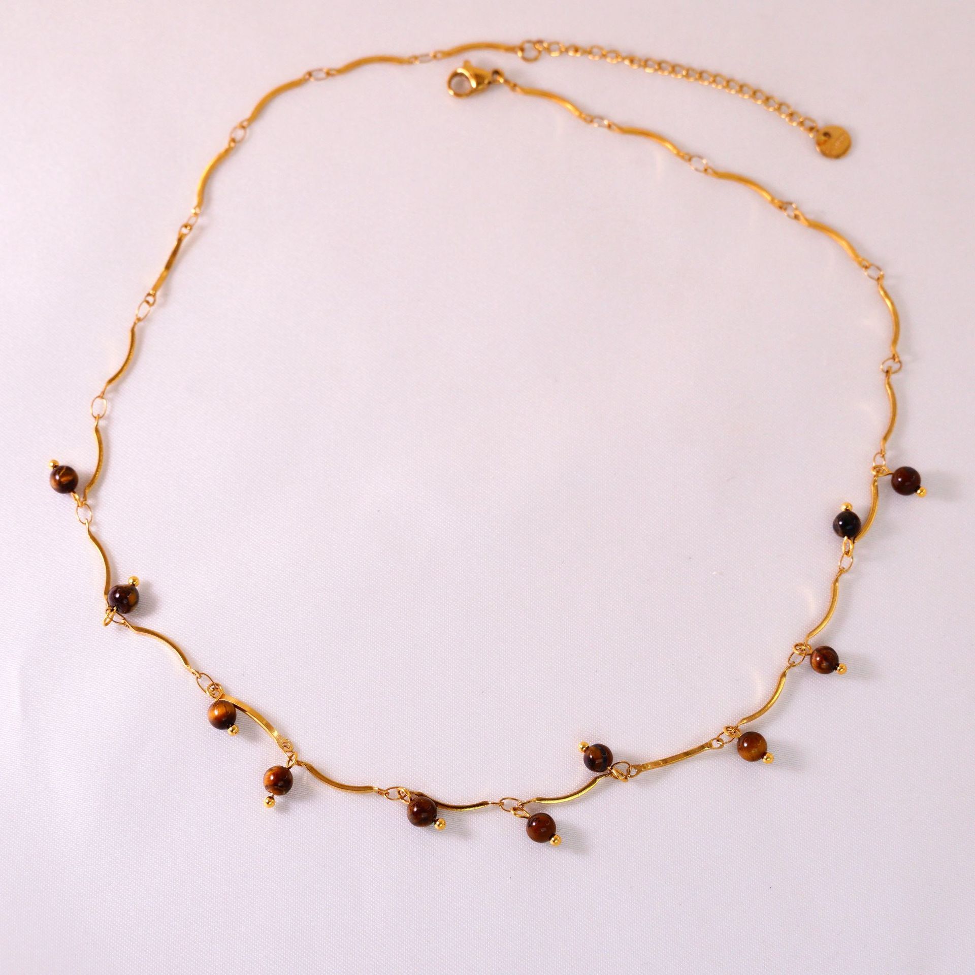 Yellow tiger stone tassel necklace