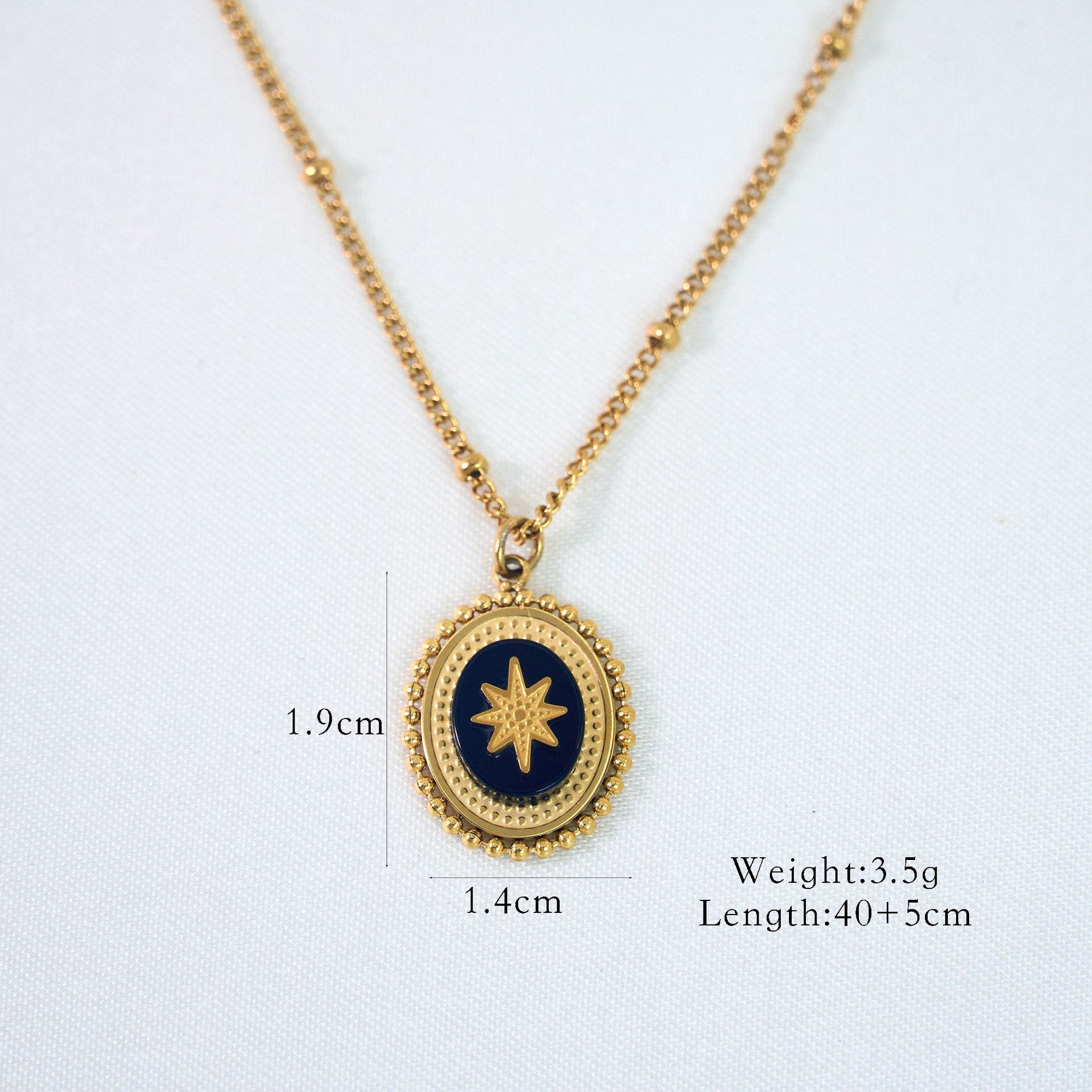Eight-pointed star black agate