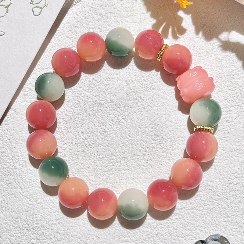 Mint red plum bracelet 12mm