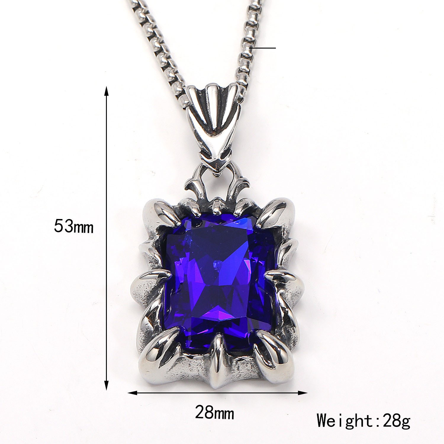 Steel color sapphire pendant without chain