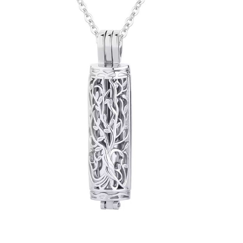 Silver perforated cylindrical pendant