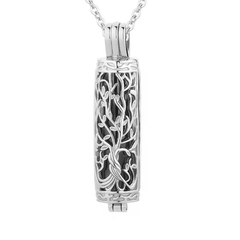 Black perforated cylindrical pendant