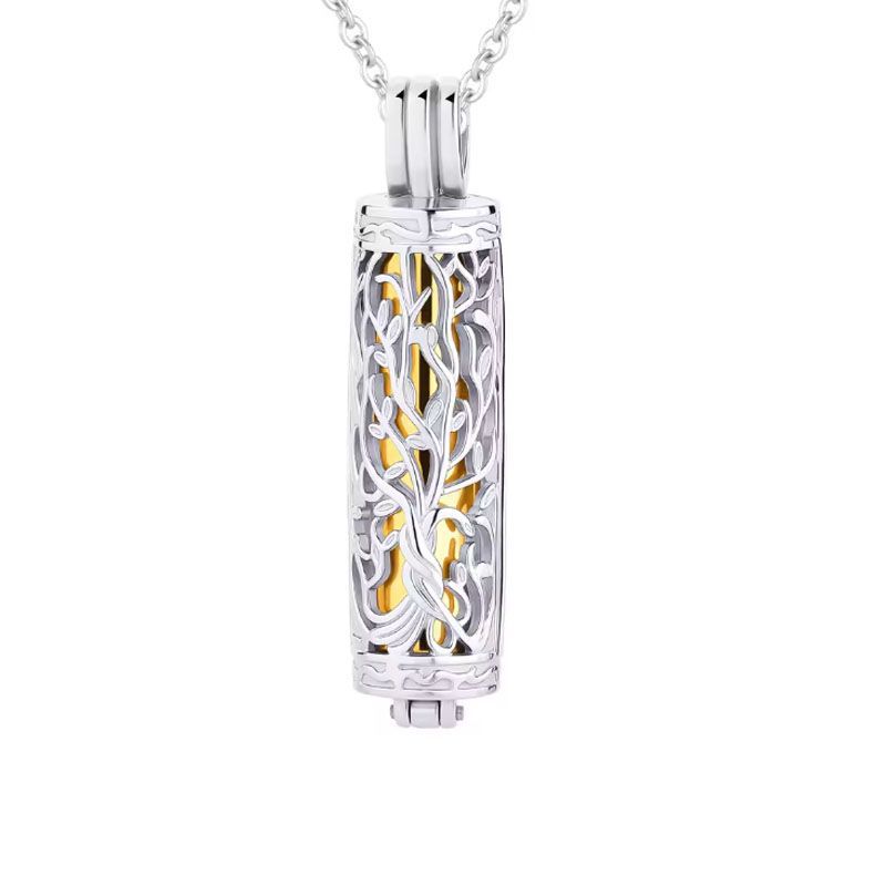 Golden hollow cylindrical pendant