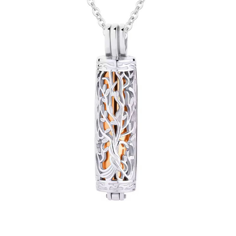 Rose gold perforated cylindrical pendant