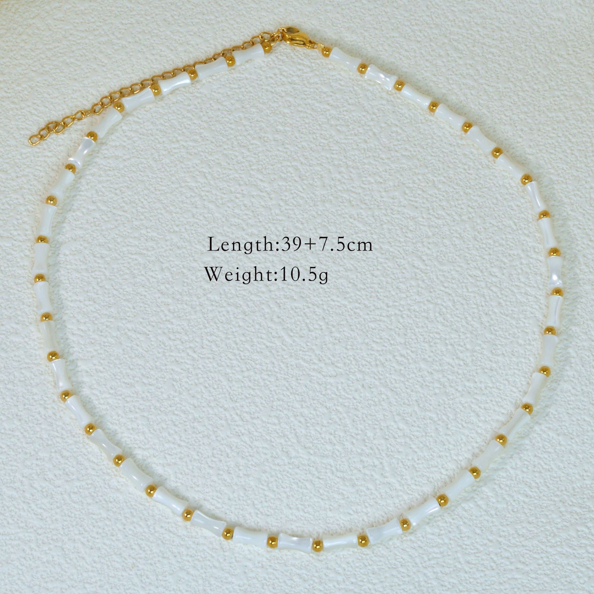 White shell bamboo beaded necklace