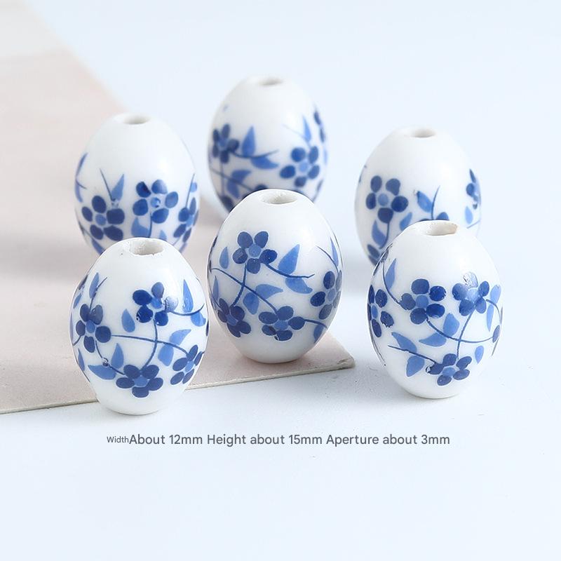 Steel film oval blue and white floral