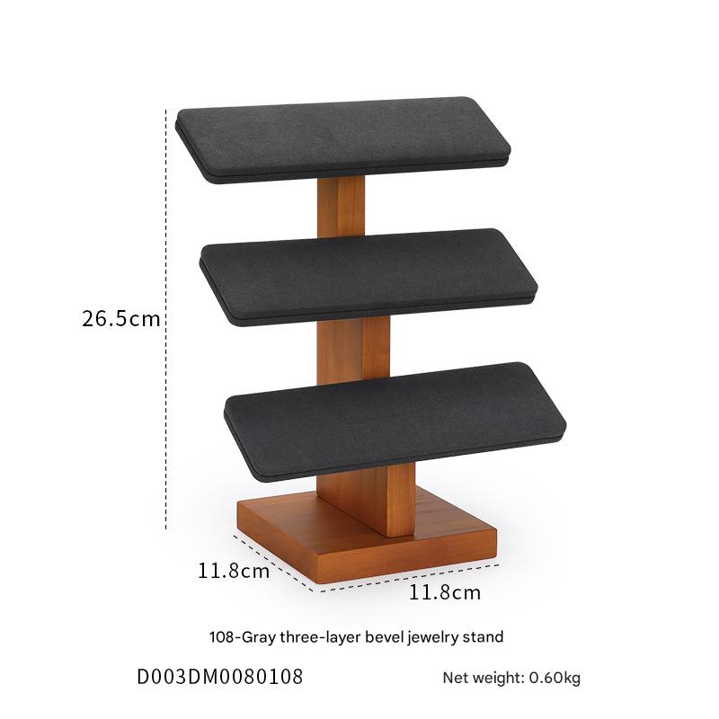 108-gray three-layer beveled jewelry rack