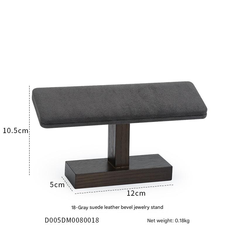 18-gray velvet leather beveled jewelry stand 12×5×10.5cm