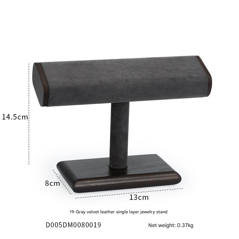 19-gray velvet leather single layer jewelry rack 13×8×14.5cm