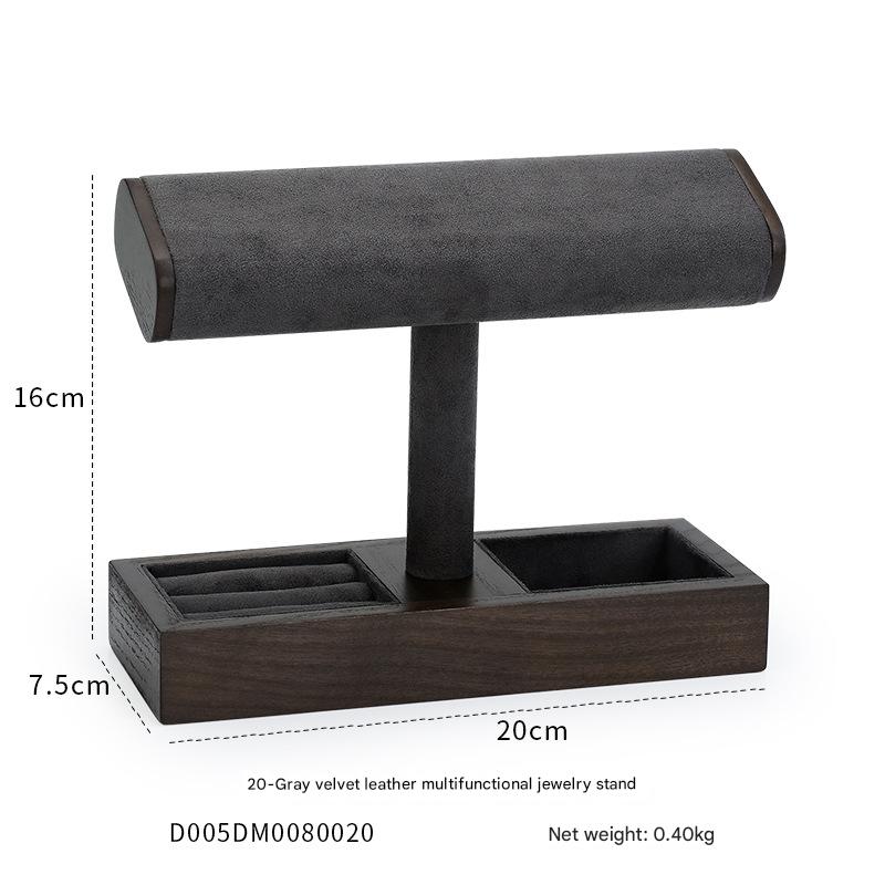 20-gray velvet leather multifunctional jewelry rack 20×7.5×16cm