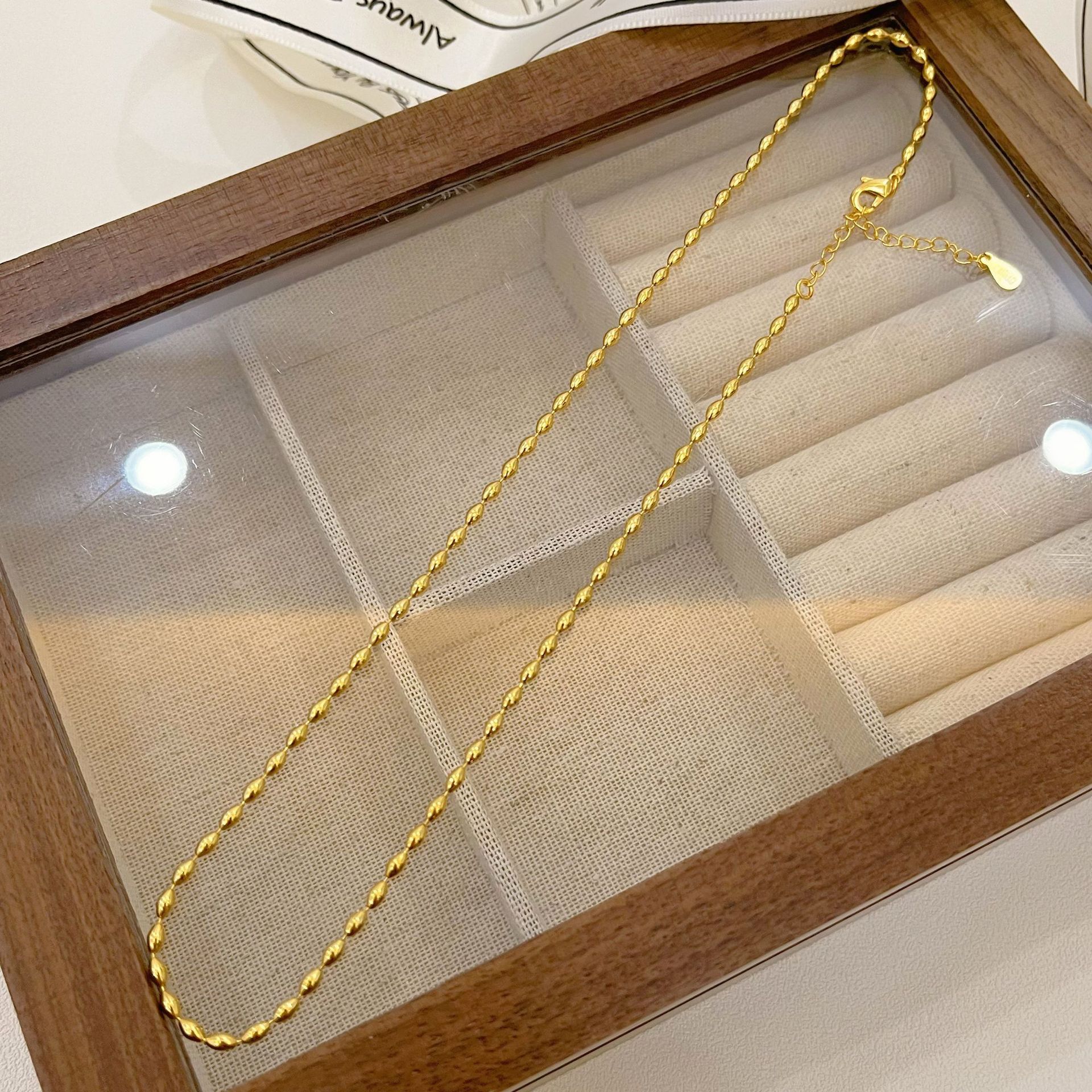 Gold Olive beads single chain