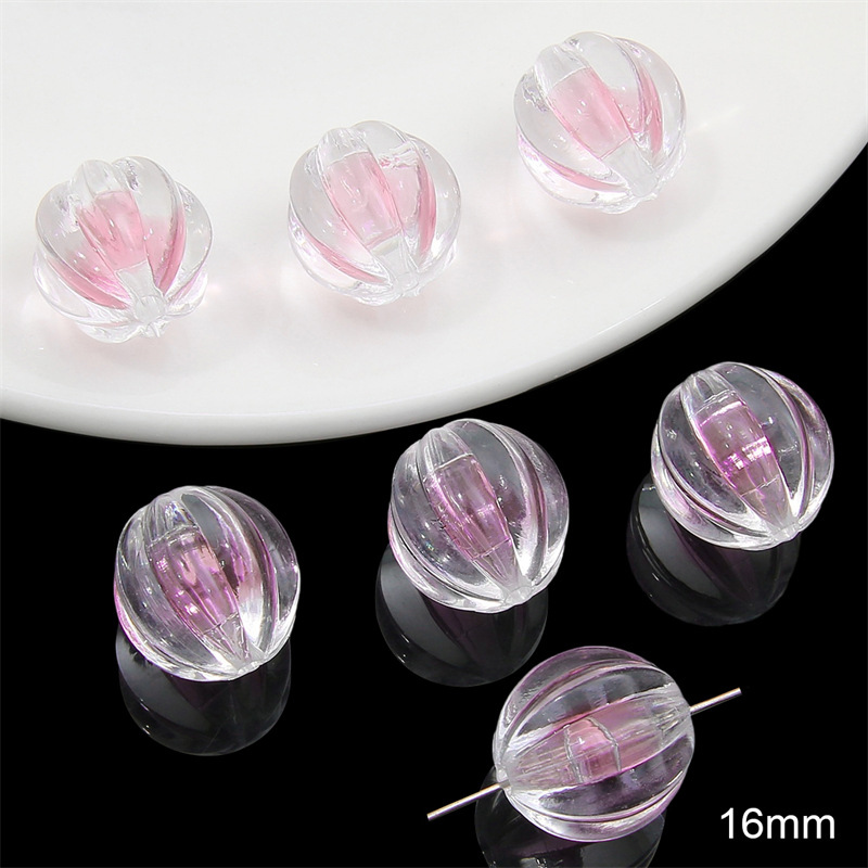 Pink pumpkin beads 16mm/ aperture about 2mm