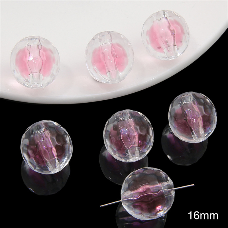 Pink cut round bead 16mm/aperture about 2.5mm