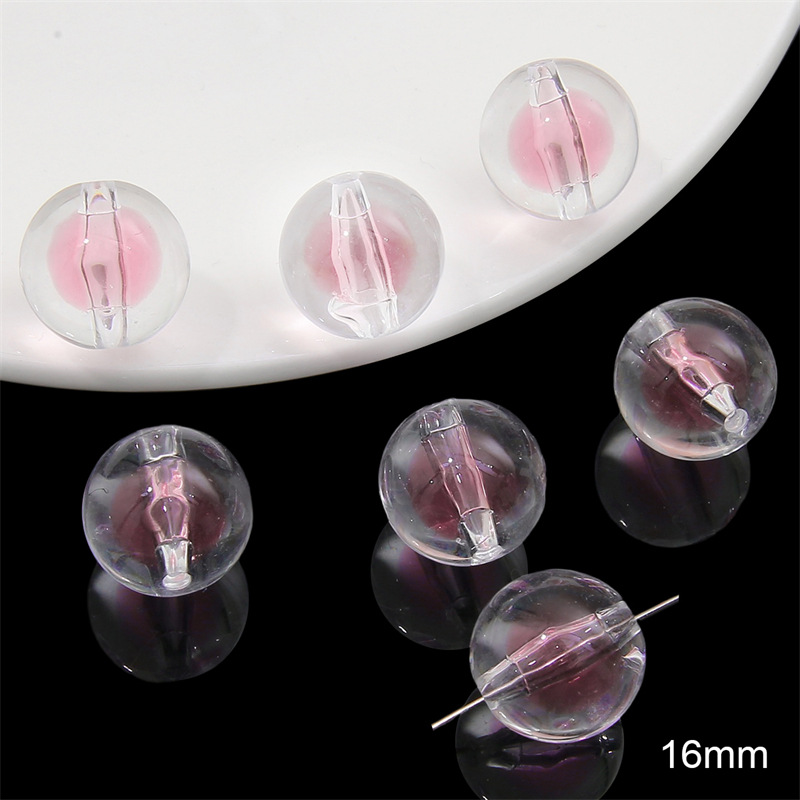 Pink beads 16mm/ aperture of about 2.5mm