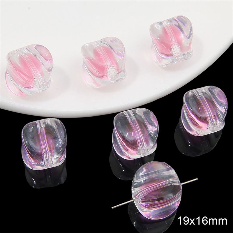 Pink quadrangular beads 19x 16mm/ aperture about 2.5mm