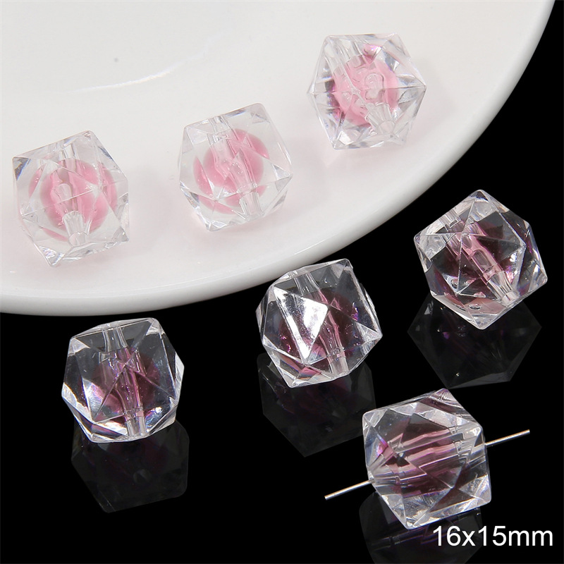 Pink faceted beads 16x 15mm/ aperture of about 2mm