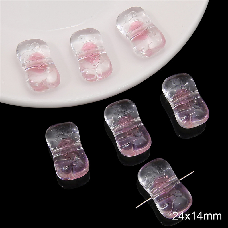 Pink soap beads 24x 14mm/ aperture about 3mm