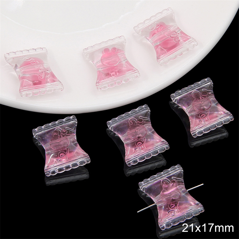 Pink candy beads 21x 17mm/ aperture about 3mm