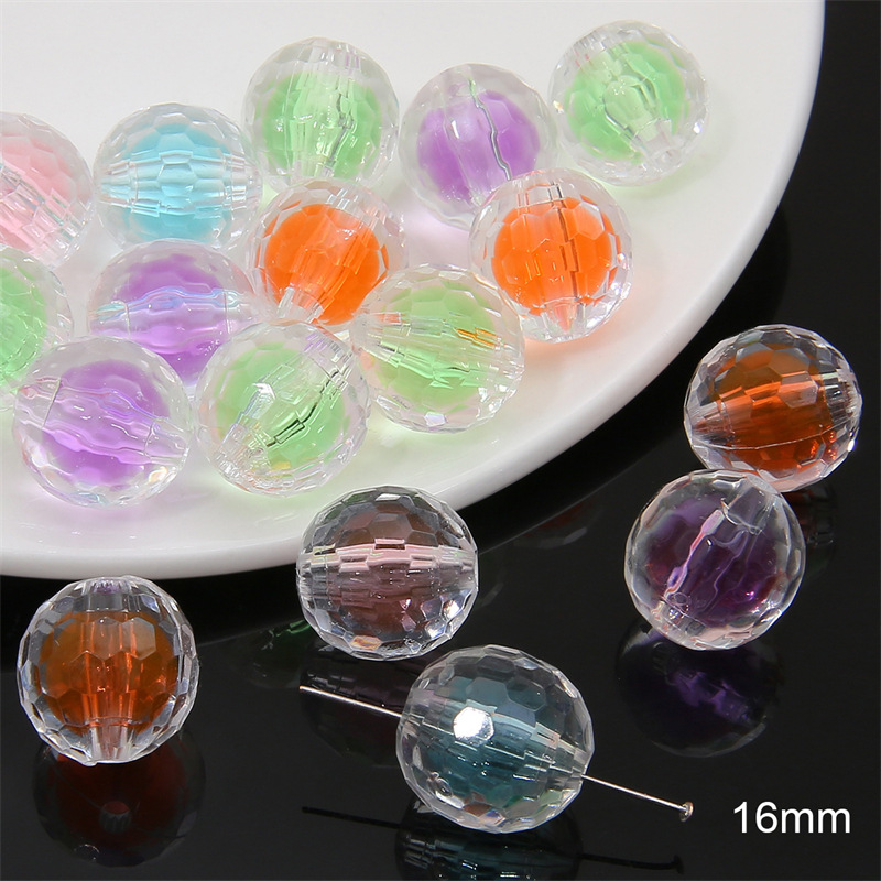 Random color mixing section round bead 16mm/ aperture about 2.5mm
