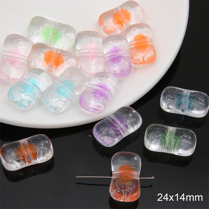 Random mixed color soap beads 24x 14mm/ aperture about 3mm